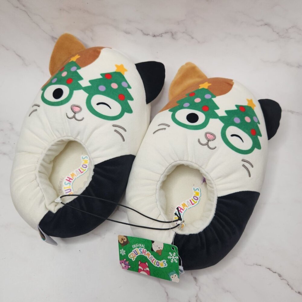 NWT Original Squishmallows Jazwares Christmas Slippers Cat Christmas Tree 6-7